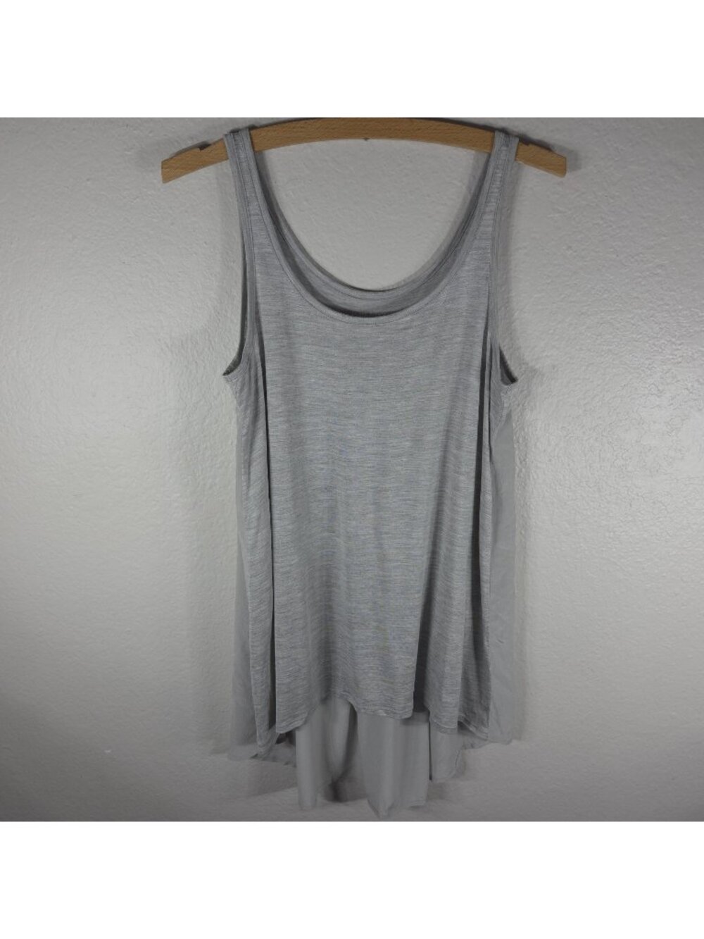 Eileen Fisher Silk Blend Tank Tunic Top Light Gray Size XS Pleated Hi-Low